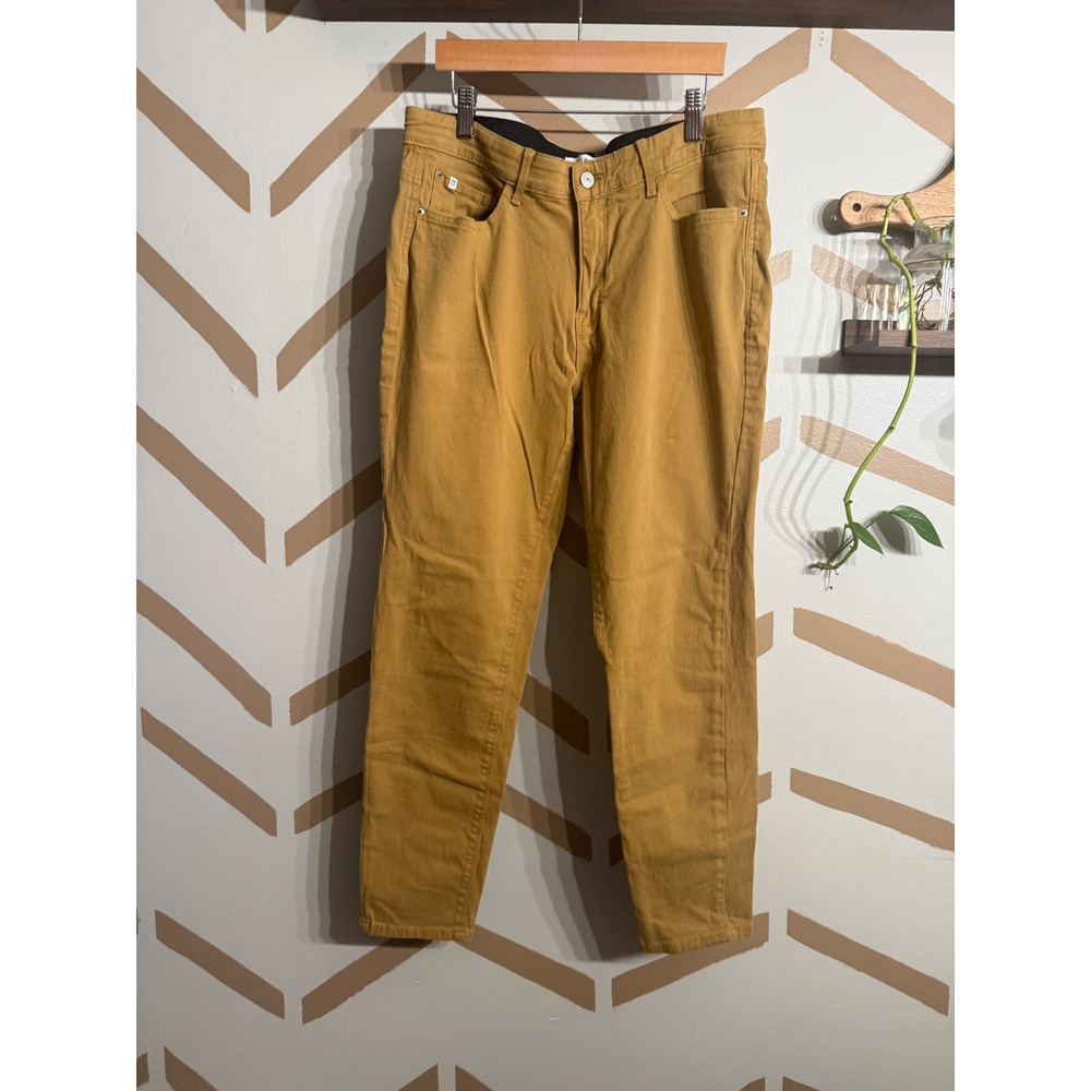 Curve Appeal Skinny Pants Women 12/31 Tan Mustard Stretch Mid Rise Trousers